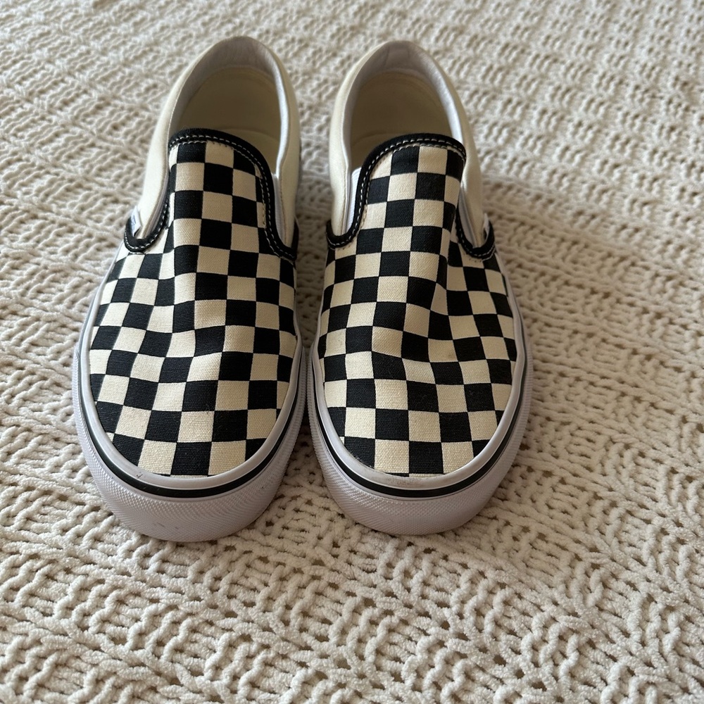 Vans Checkerboard Slip-On Shoes - Black and White